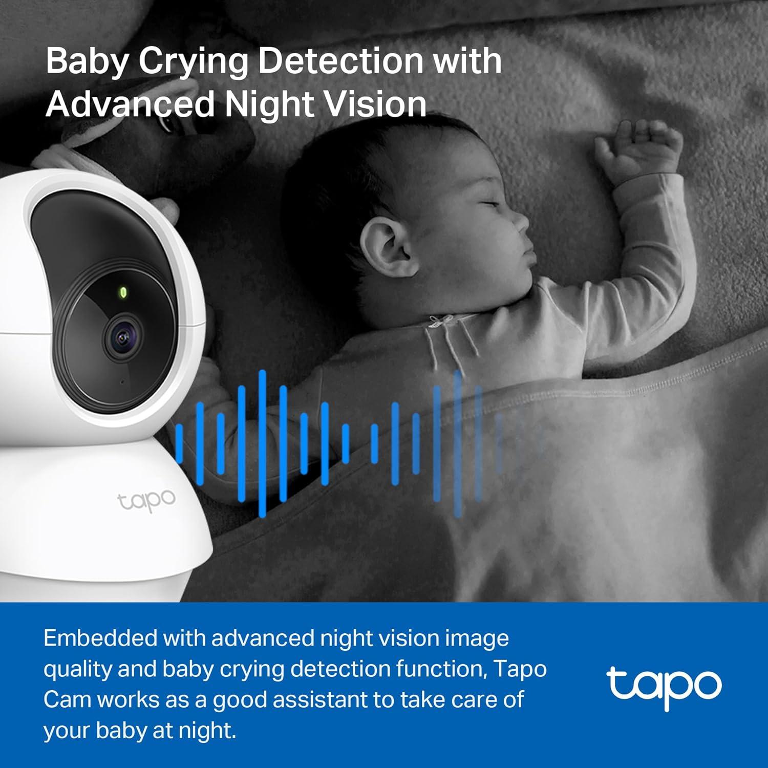 imageTapo 2K 3MP PanTilt IndoorOutdoor Security Camera  Free PersonBaby Cry Detect ampamp Motion Track 360 Pan Color Night Vision SDCloud Storage Works wAlexa ampamp Google Home HybridCam 360White