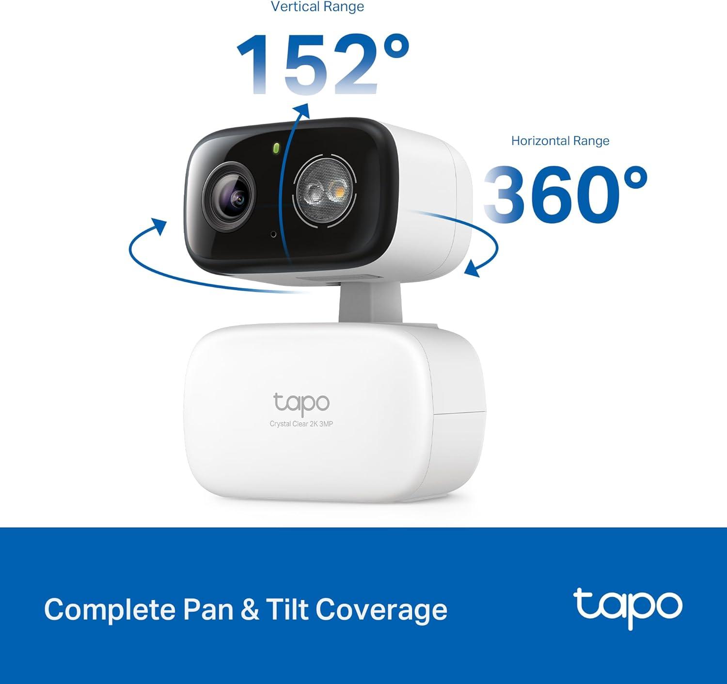 imageTapo 2K 3MP PanTilt IndoorOutdoor Security Camera  Free PersonBaby Cry Detect ampamp Motion Track 360 Pan Color Night Vision SDCloud Storage Works wAlexa ampamp Google Home HybridCam 360White