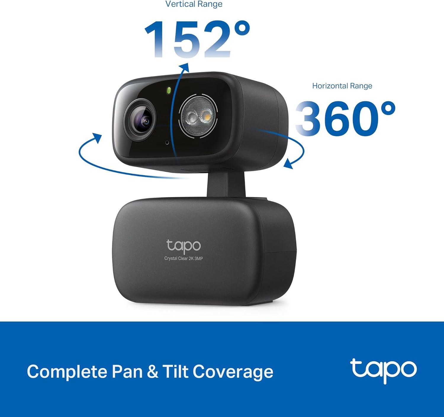 imageTapo 2K 3MP PanTilt IndoorOutdoor Security Camera  Free PersonBaby Cry Detect ampamp Motion Track 360 Pan Color Night Vision SDCloud Storage Works wAlexa ampamp Google Home HybridCam 360Black