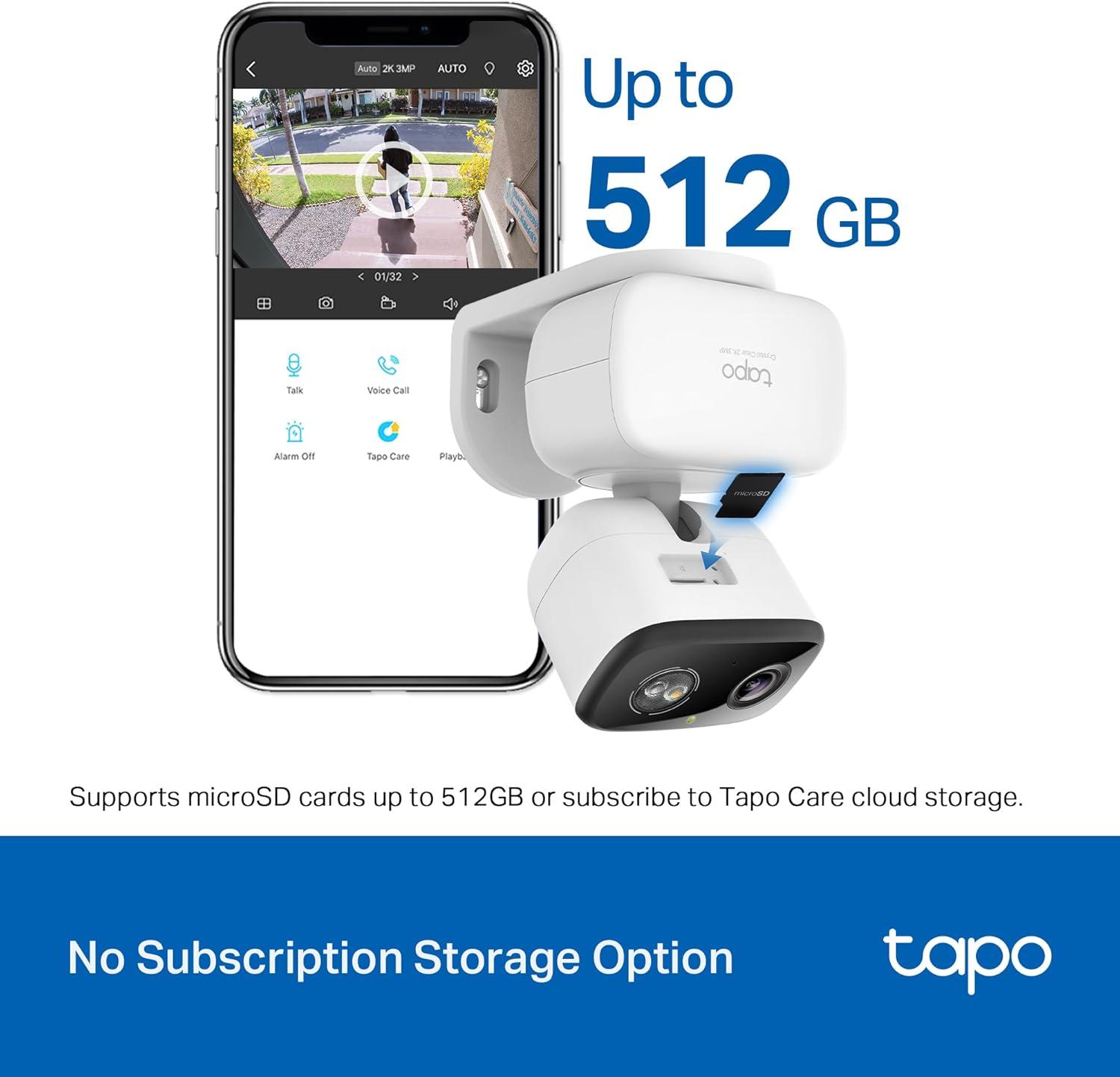 imageTapo 2K 3MP PanTilt IndoorOutdoor Security Camera  Free PersonBaby Cry Detect ampamp Motion Track 360 Pan Color Night Vision SDCloud Storage Works wAlexa ampamp Google Home HybridCam 360White