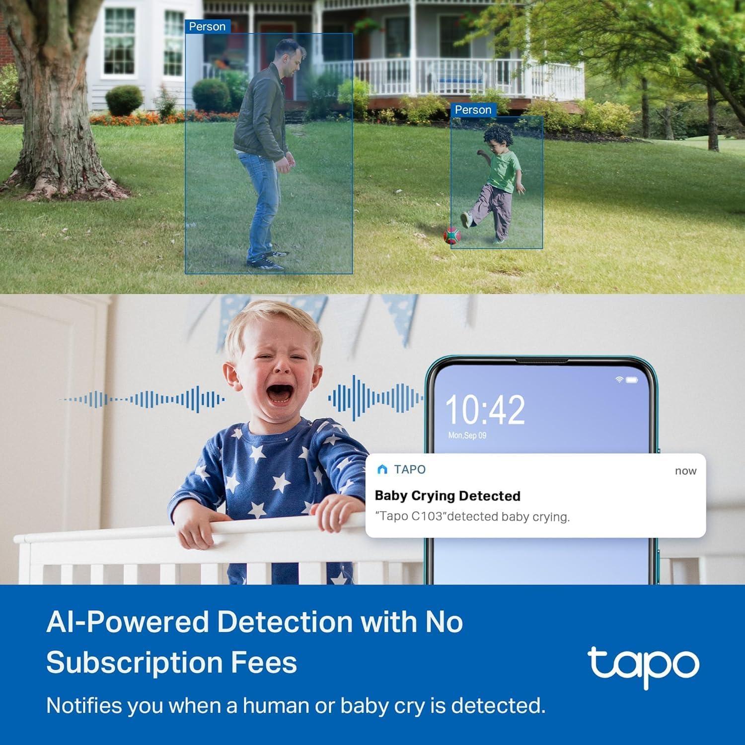 imageTapo 2K 3MP PanTilt IndoorOutdoor Security Camera  Free PersonBaby Cry Detect ampamp Motion Track 360 Pan Color Night Vision SDCloud Storage Works wAlexa ampamp Google Home HybridCam 360Black