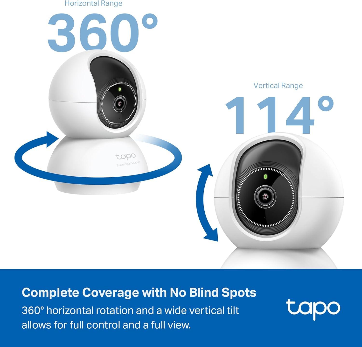 imageTapo 4K PanTilt Indoor Security Camera for Baby Monitor Dog Camera wMotion Detect and Track 360 Pan Color Night Vision SDCloud Storage Works wAlexa Google and Bixby RoomCam 4K3K 5MP