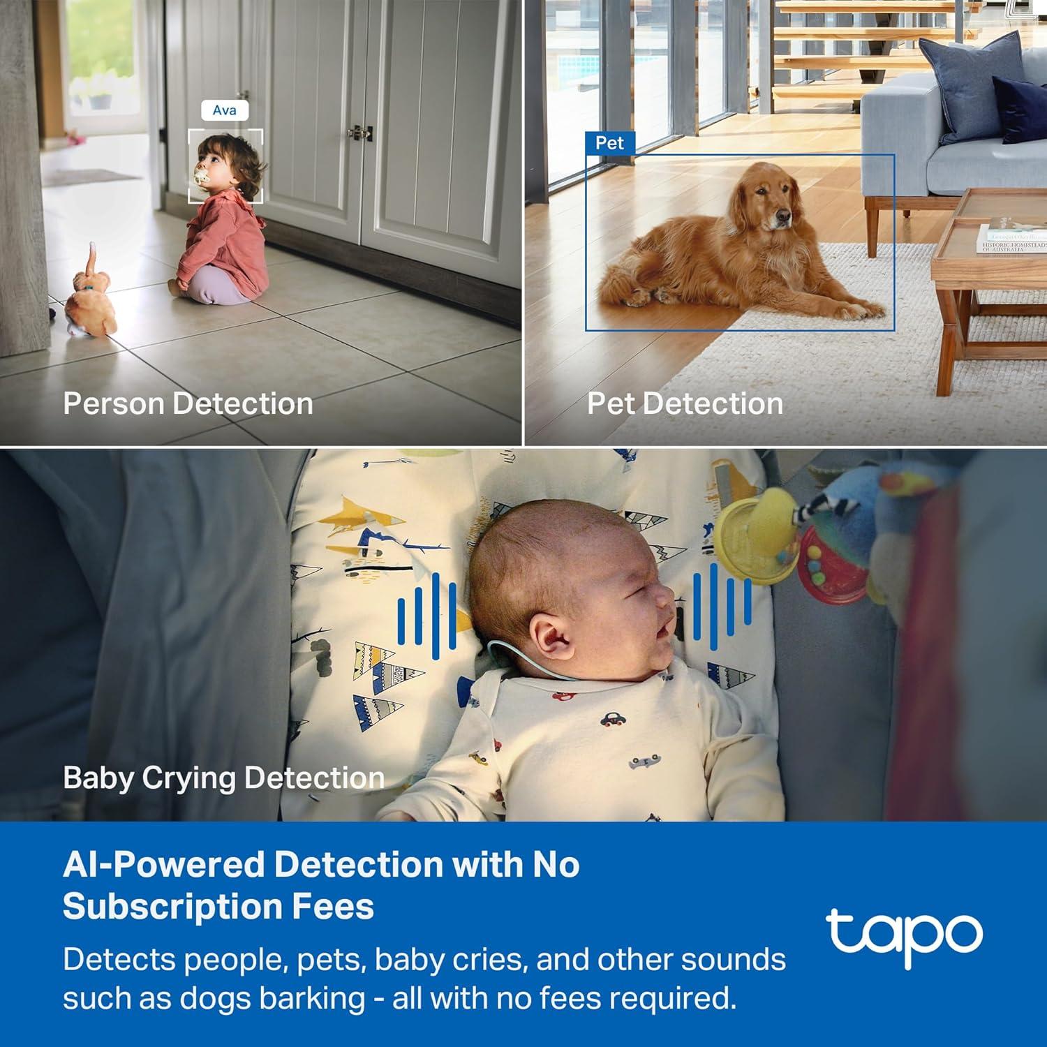 imageTapo 4K PanTilt Indoor Security Camera for Baby Monitor Dog Camera wMotion Detect and Track 360 Pan Color Night Vision SDCloud Storage Works wAlexa Google and Bixby RoomCam 4K4K 8MP