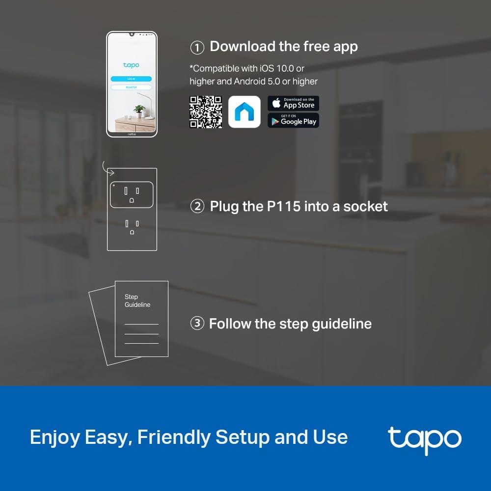 imageTPLink Tapo Smart Plug Mini Matter Compatible Compatible with Alexa Google Home ampamp Samsung SmartThings Energy Monitoring 15A UL Certified 24G WiFi Only Tapo P110M4PackAlexa Compatible