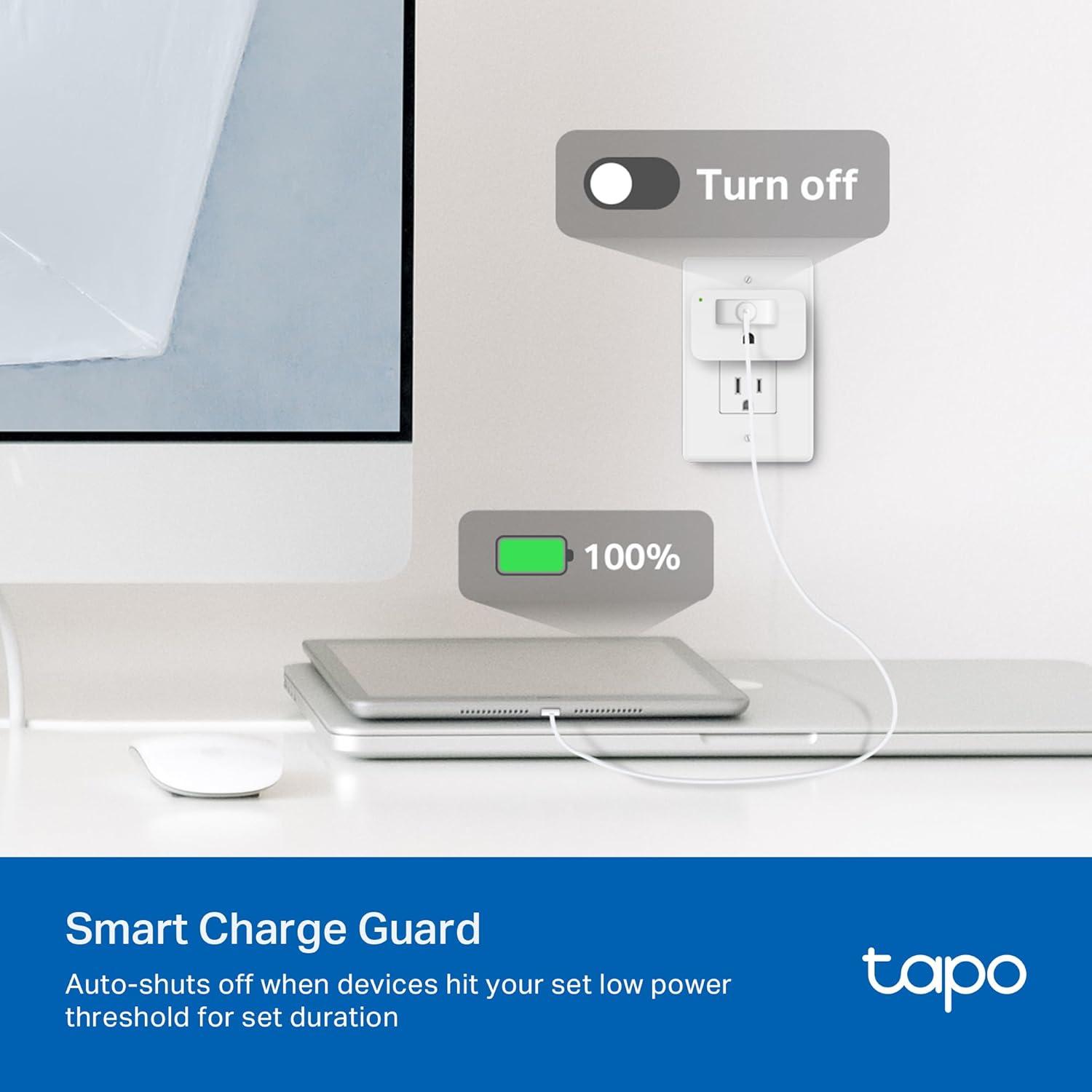 imageTPLink Tapo Smart Plug Mini Matter Compatible Compatible with Alexa Google Home ampamp Samsung SmartThings Energy Monitoring 15A UL Certified 24G WiFi Only Tapo P110M4PackAlexa Compatible