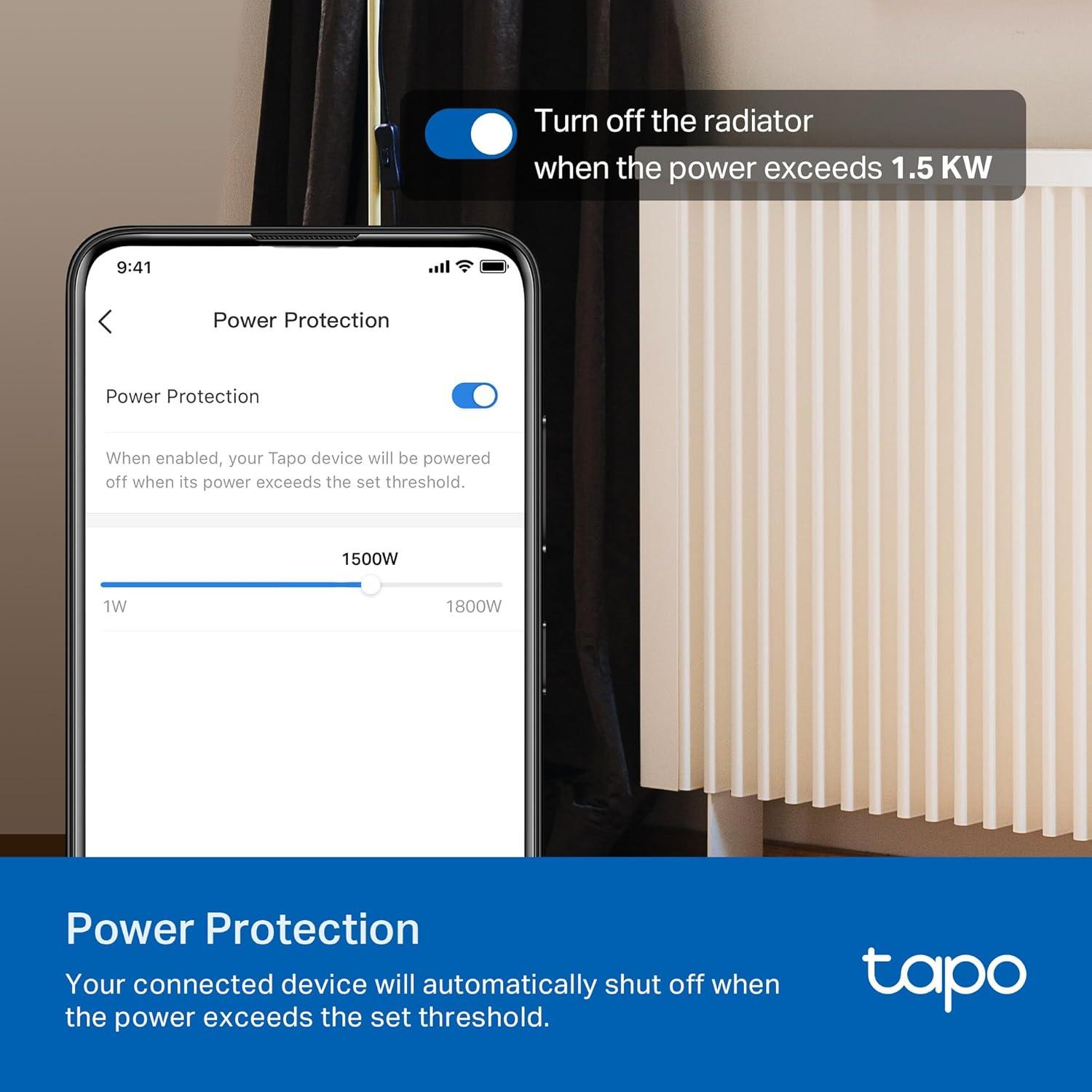 imageTPLink Tapo Smart Plug Mini Matter Compatible Compatible with Alexa Google Home ampamp Samsung SmartThings Energy Monitoring 15A UL Certified 24G WiFi Only Tapo P110M4PackMatter Compatible