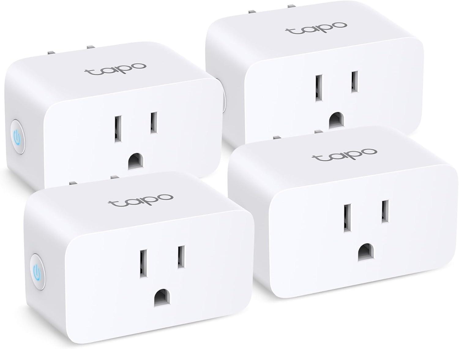 imageTPLink Tapo Smart Plug Mini Matter Compatible Compatible with Alexa Google Home ampamp Samsung SmartThings Energy Monitoring 15A UL Certified 24G WiFi Only Tapo P110M4PackMatter Compatible