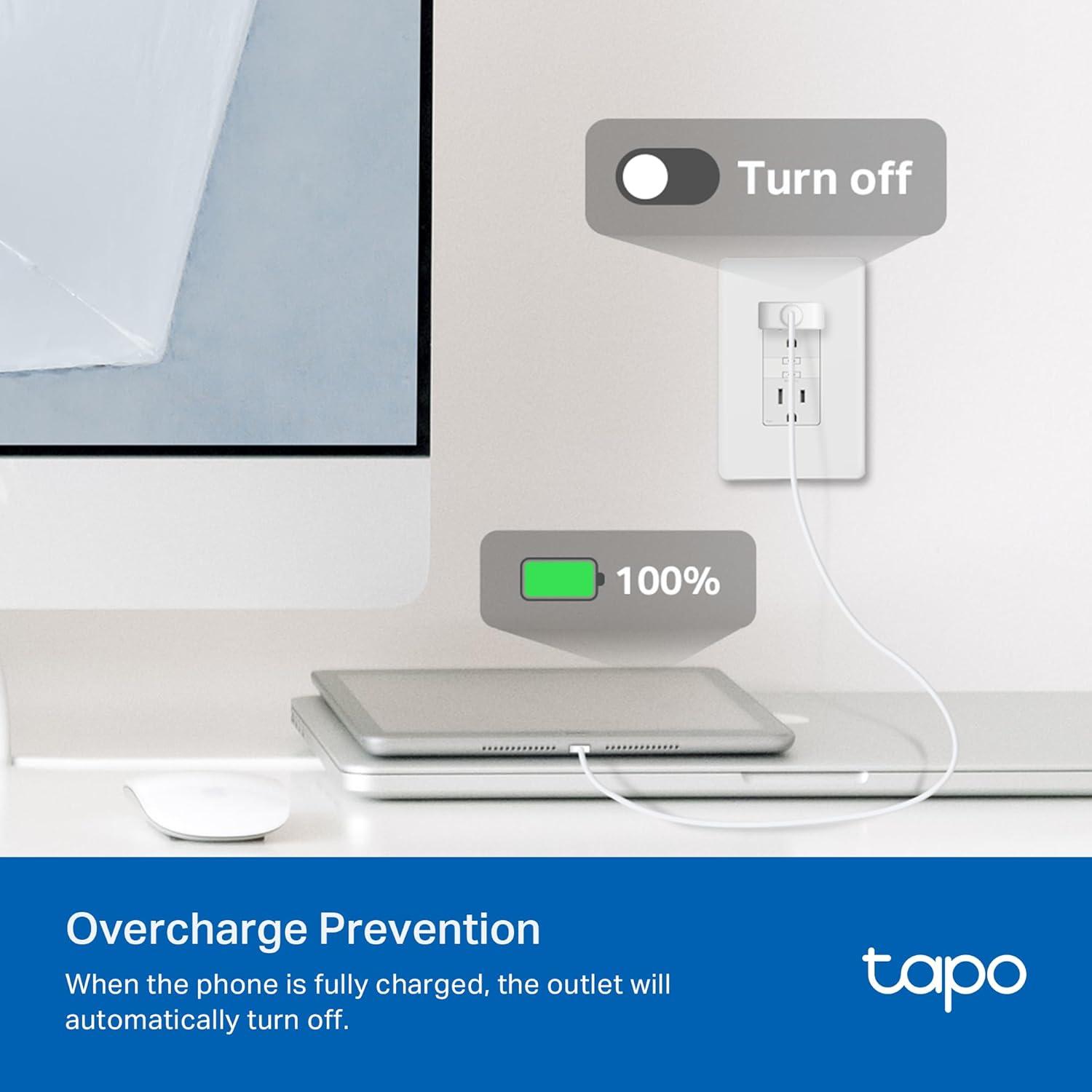 imageTPLink Tapo Smart Plug Mini Matter Compatible Compatible with Alexa Google Home ampamp Samsung SmartThings Energy Monitoring 15A UL Certified 24G WiFi Only Tapo P110M4PackMatter Compatible