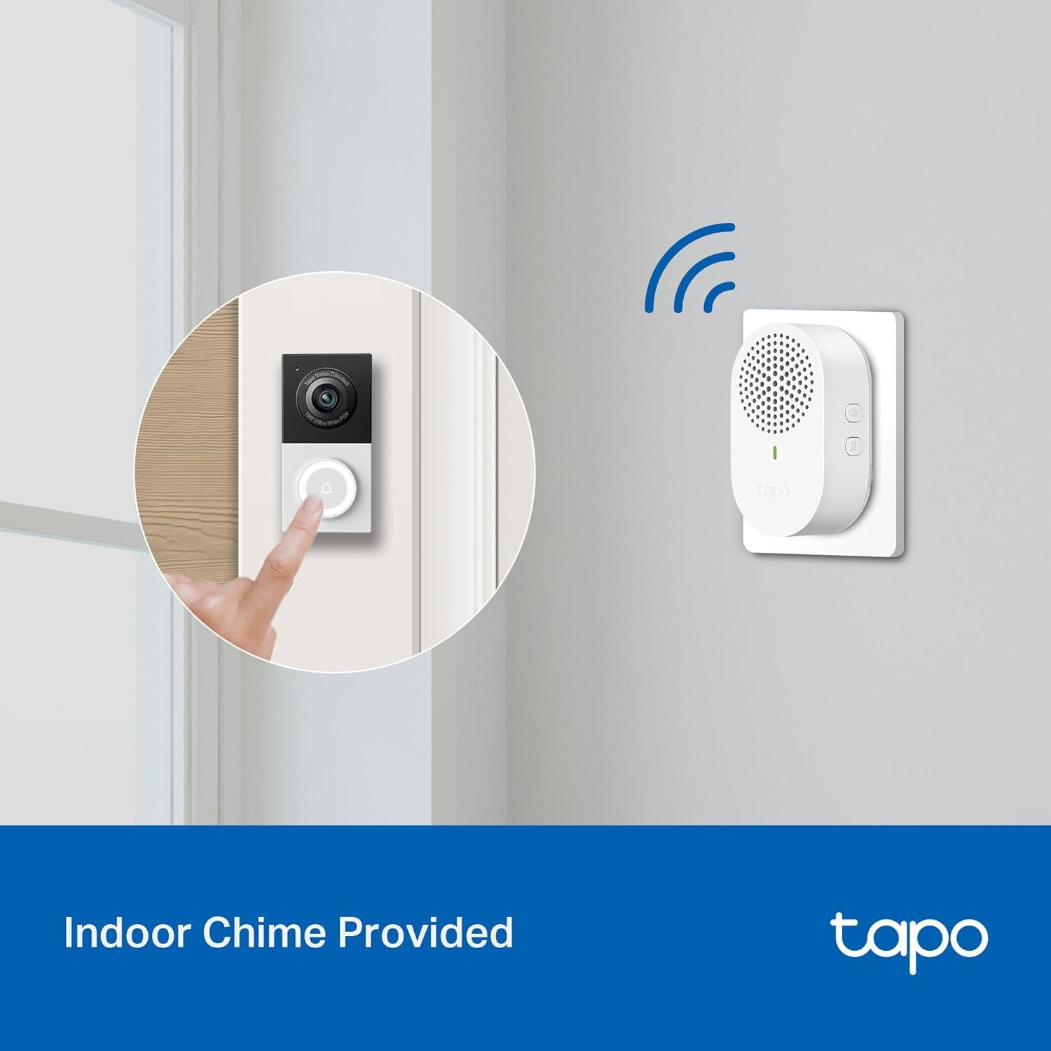 imageTapo Smart Video Wireless Doorbell Camera Mini  2K 160 UltraWide View Up to 180 Days Battery HomeKit Alexa Google Assistant Compatible Free AI Person Detection IP54 SDCloud Storage D205Wired  w Chime
