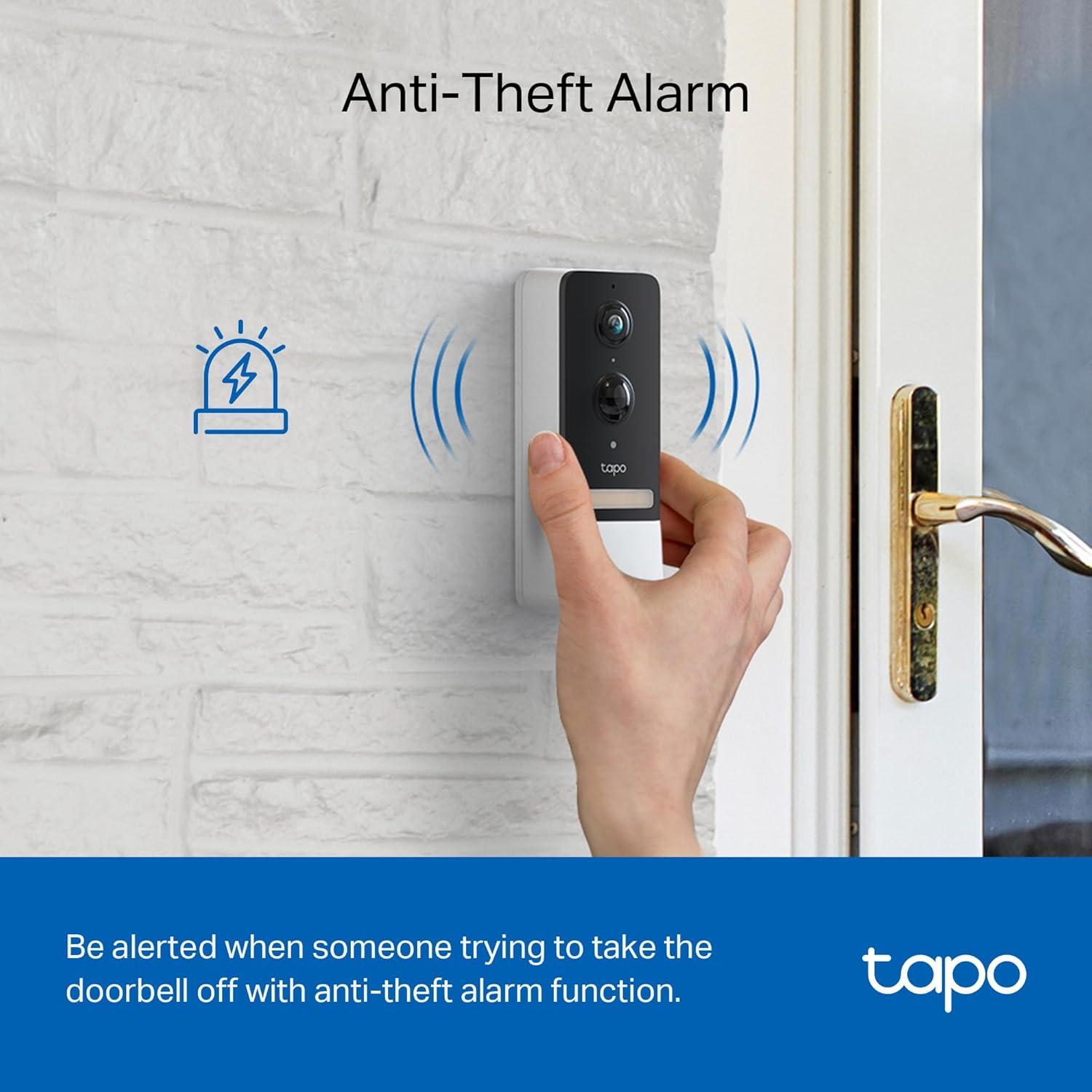 imageTapo Smart Video Wireless Doorbell Camera Mini  2K 160 UltraWide View Up to 180 Days Battery HomeKit Alexa Google Assistant Compatible Free AI Person Detection IP54 SDCloud Storage D205Battery Powered  w Chime
