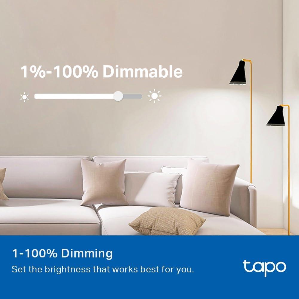 imageTapo TPLink Smart Light Bulbs  Natural Daylight Dimmable Compatible wAlexa and Google Home A60 BulbE27 Base 60W Equivalent 800LM CRIampgt90 24GHz WiFi Only No Hub Required L520E4Pack800lm 4000k Daylight White