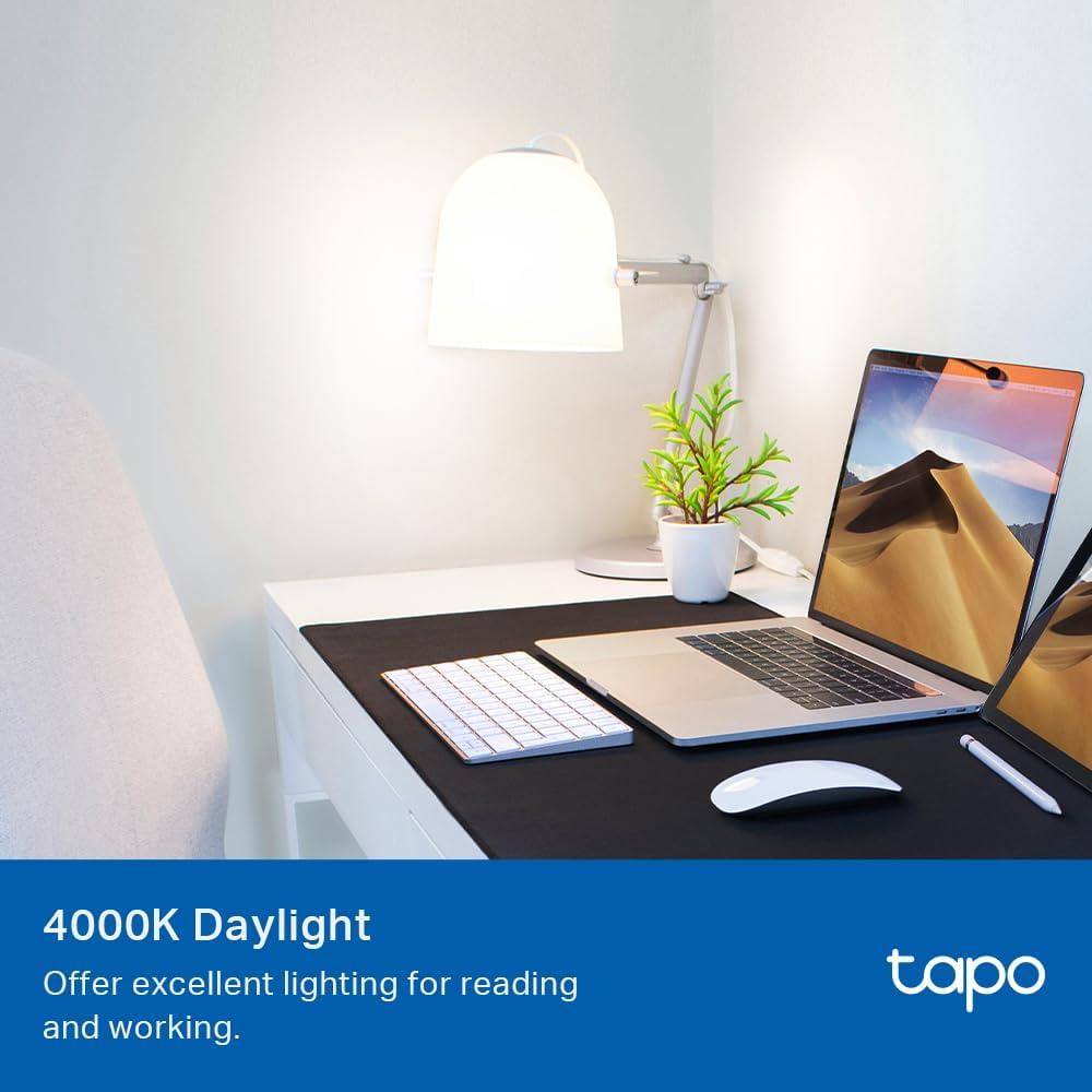 imageTapo TPLink Smart Light Bulbs  Natural Daylight Dimmable Compatible wAlexa and Google Home A60 BulbE27 Base 60W Equivalent 800LM CRIampgt90 24GHz WiFi Only No Hub Required L520E4Pack800lm 4000k Daylight White
