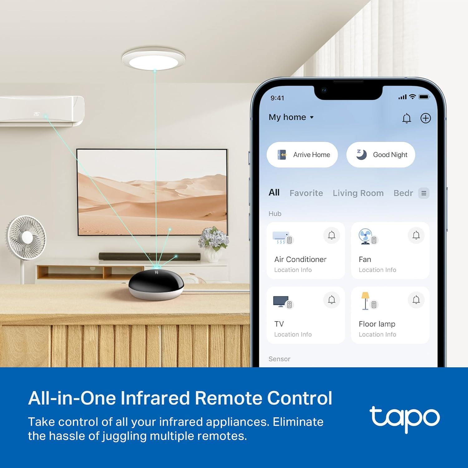 image:imageTapo Smart IR amp IoT Hub with Chime  Universal Remote for TVs ACS amp 18 Device Types MatterCertified Supports 8000 Infrared Brands Voice amp App Control Custom Schedules amp Automations H110IR  IoT Hub H110