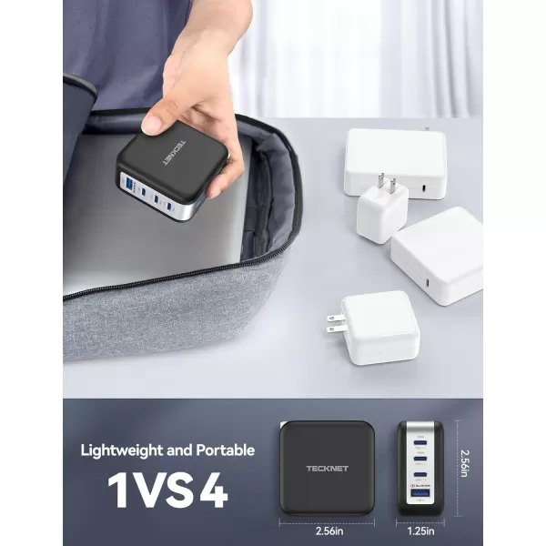 TECKNET 100W USB C Wall Charger GaN  Portable USBC Fast Charger Block with Type C Cable PD Power Adapter for iPhone 1515 Pro MacBook Pro iPad AirPods Dell XPS Pixel Samsung PS5 SwitchFrosted Black