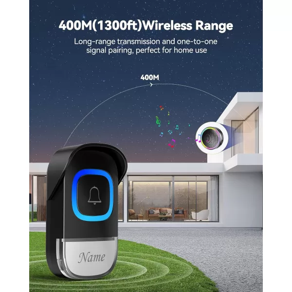 TECKNET 2 in 1 Wireless Doorbell with Bluetooth Speaker Portable Doorbell with RGB Light IP66 WaterProof Wireless Door Bell 0100dB Bluetooth Speaker with Stereo Soundblack