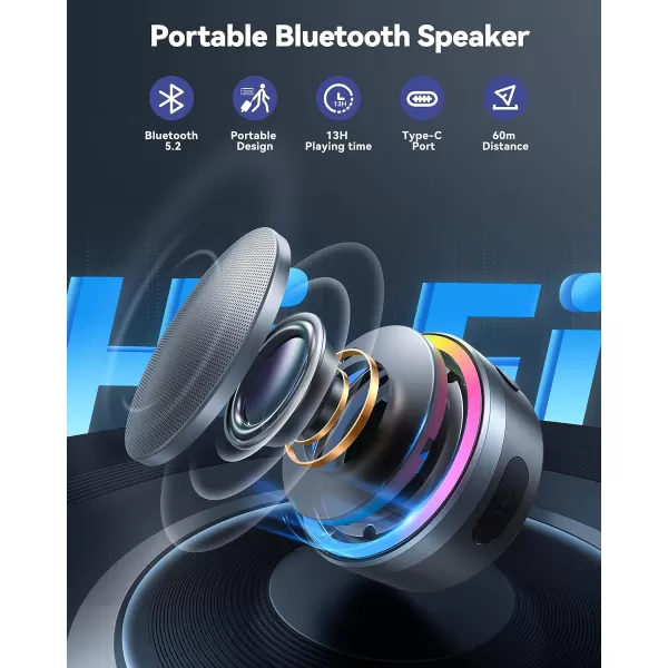 TECKNET 2 in 1 Wireless Doorbell with Bluetooth Speaker Portable Doorbell with RGB Light IP66 WaterProof Wireless Door Bell 0100dB Bluetooth Speaker with Stereo Soundblack