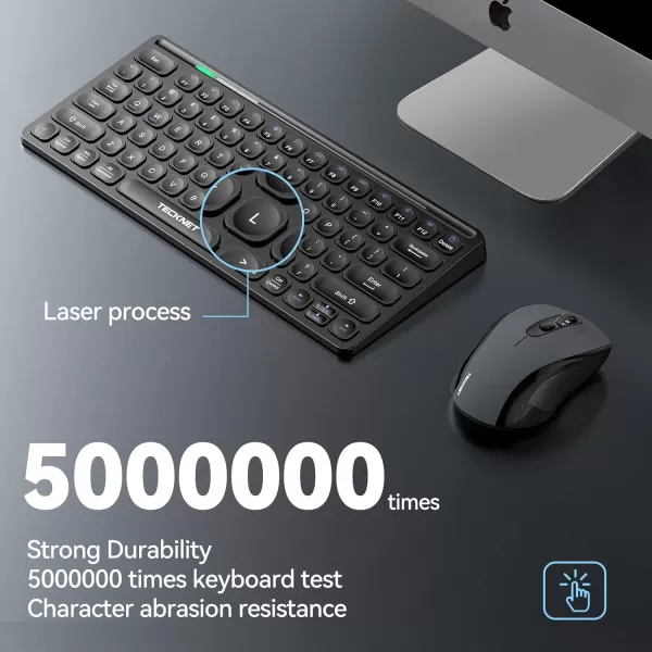 TECKNET 24G Wireless Keyboard Small Wireless Keyboard with Media Hotkeys Ultra Slim Compact Wireless Keyboard 12Month Battery Life Compatible with PC Desktop Laptop Smart TV  Black004black