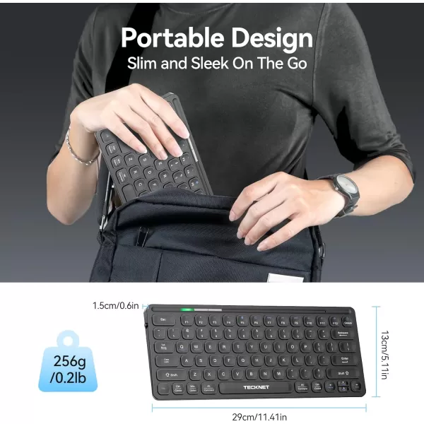 TECKNET 24G Wireless Keyboard Small Wireless Keyboard with Media Hotkeys Ultra Slim Compact Wireless Keyboard 12Month Battery Life Compatible with PC Desktop Laptop Smart TV  Black004black