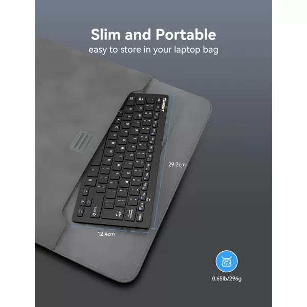 TECKNET 24G Wireless Keyboard Small Wireless Keyboard with Media Hotkeys Ultra Slim Compact Wireless Keyboard 12Month Battery Life Compatible with PC Desktop Laptop Smart TV  BlackBlack