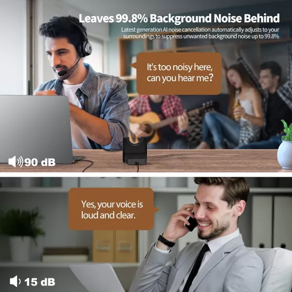 TECKNET Bluetooth 50 Headset with Microphone for PC USB Wireless Headset with Mic for Work 40Hrs Worktime AI Noise Cancelling On Ear Bluetooth Headphones with Charging Base for LaptopCall Center