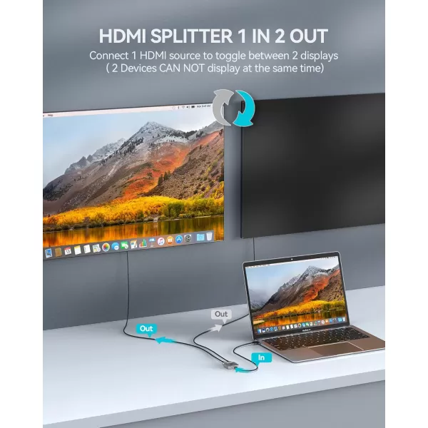 TECKNET HDMI Switch 4k60hz Splitter Aluminum Bidirectional HDMI Switcher 2 in 1 Out Manual HDMI Hub Supports HD Compatible with Xbox PS543 BluRay Player Fire Stick RokuCable is not Included