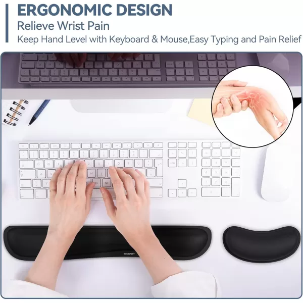 TECKNET Keyboard Wrist Rest Gel Memory Foam Wrist Rest Waterproof Wrist Rest Pad Wrist Rest for Computer Keyboard Support for Typing Pain Relief Comfort for Office Gaming Computer BlackGaming  Office