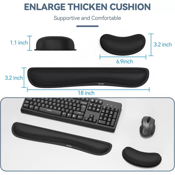 TECKNET Keyboard Wrist Rest Gel Memory Foam Wrist Rest Waterproof Wrist Rest Pad Wrist Rest for Computer Keyboard Support for Typing Pain Relief Comfort for Office Gaming Computer BlackGaming  Office