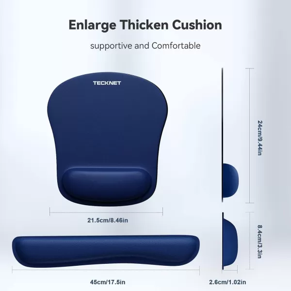 TECKNET Keyboard Wrist Rest and Mouse Pad with Wrist Support Memory Foam Set for ComputerLaptopMac Lightweight for Easy Typing ampamp Pain Relief Ergonomic Mousepad BlackBlue