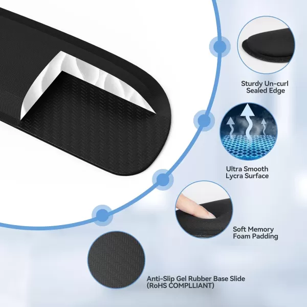 TECKNET Keyboard Wrist Rest and Mouse Pad with Wrist Support Memory Foam Set for ComputerLaptopMac Lightweight for Easy Typing ampamp Pain Relief Ergonomic Mousepad BlackBlack