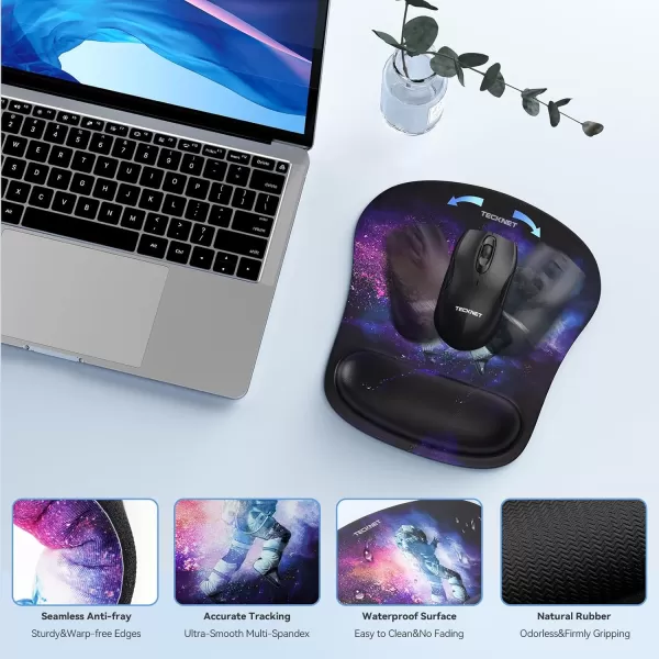 TECKNET Keyboard Wrist Rest and Mouse Pad with Wrist Support Memory Foam Set for ComputerLaptopMac Lightweight for Easy Typing ampamp Pain Relief Ergonomic Mousepad BlackBlack Astronaut