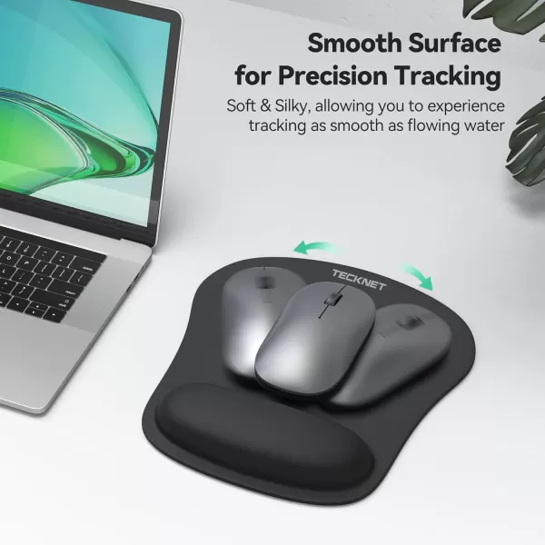 TECKNET Keyboard Wrist Rest and Mouse Pad with Wrist Support Memory Foam Set for ComputerLaptopMac Lightweight for Easy Typing ampamp Pain Relief Ergonomic Mousepad Black