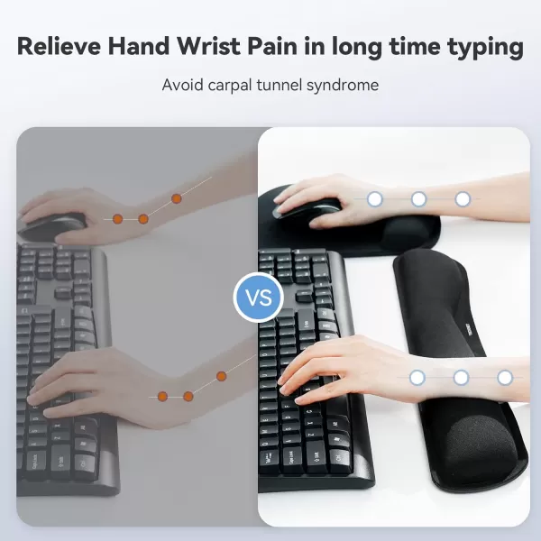 TECKNET Keyboard Wrist Rest and Mouse Pad with Wrist Support Memory Foam Set for ComputerLaptopMac Lightweight for Easy Typing ampamp Pain Relief Ergonomic Mousepad BlackBlack