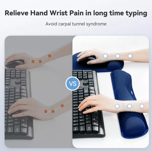 TECKNET Keyboard Wrist Rest and Mouse Pad with Wrist Support Memory Foam Set for ComputerLaptopMac Lightweight for Easy Typing ampamp Pain Relief Ergonomic Mousepad BlackBlue