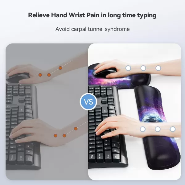 TECKNET Keyboard Wrist Rest and Mouse Pad with Wrist Support Memory Foam Set for ComputerLaptopMac Lightweight for Easy Typing ampamp Pain Relief Ergonomic Mousepad BlackBlack Astronaut