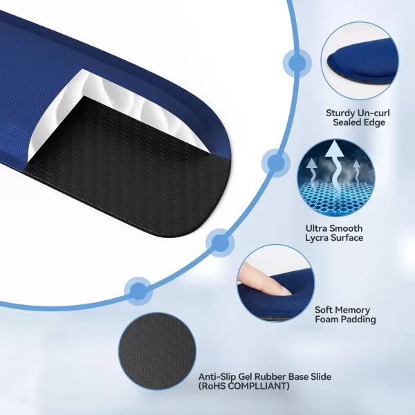 TECKNET Keyboard Wrist Rest and Mouse Pad with Wrist Support Memory Foam Set for ComputerLaptopMac Lightweight for Easy Typing ampamp Pain Relief Ergonomic Mousepad BlackBlue