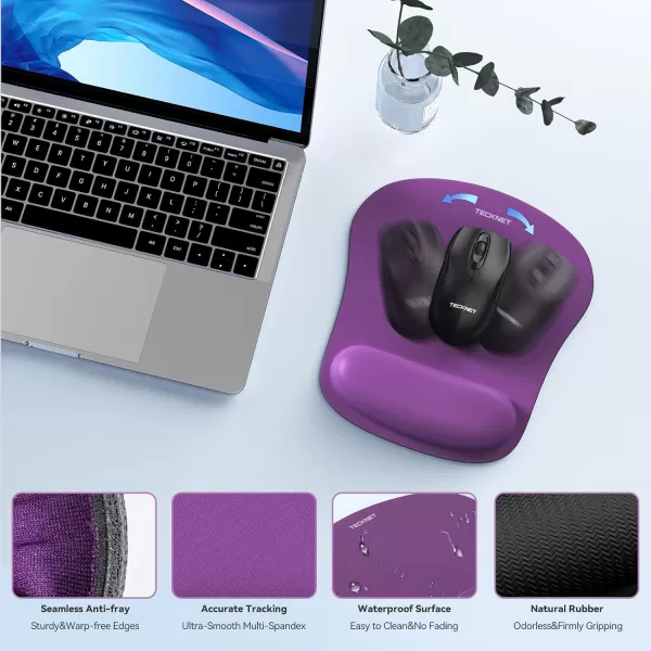 TECKNET Keyboard Wrist Rest and Mouse Pad with Wrist Support Memory Foam Set for ComputerLaptopMac Lightweight for Easy Typing ampamp Pain Relief Ergonomic Mousepad BlackPurple