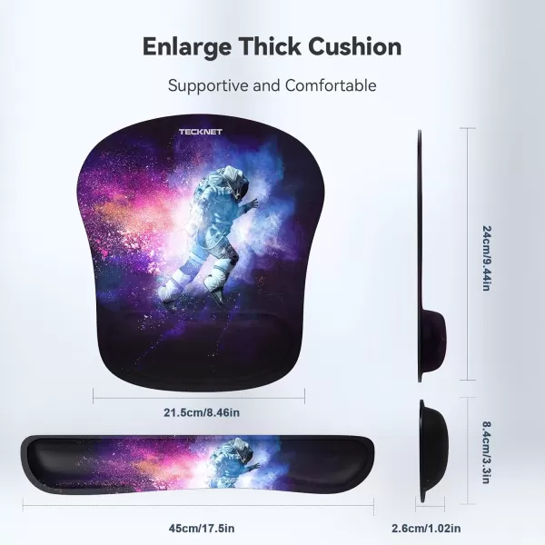TECKNET Keyboard Wrist Rest and Mouse Pad with Wrist Support Memory Foam Set for ComputerLaptopMac Lightweight for Easy Typing ampamp Pain Relief Ergonomic Mousepad BlackBlack Astronaut