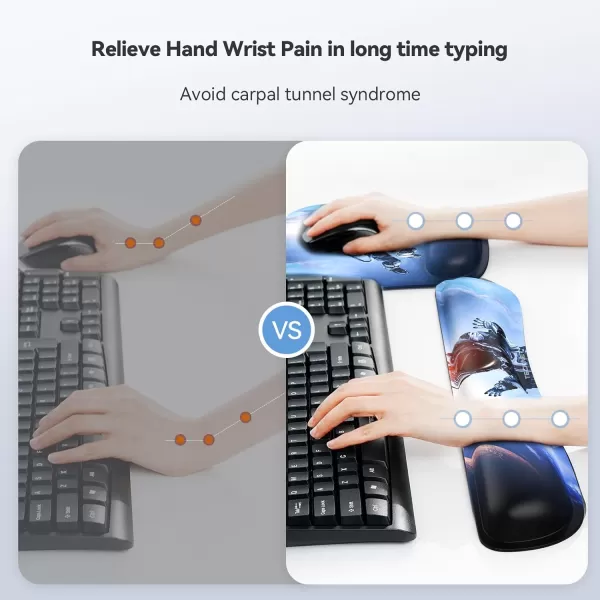 TECKNET Keyboard Wrist Rest and Mouse Pad with Wrist Support Memory Foam Set for ComputerLaptopMac Lightweight for Easy Typing ampamp Pain Relief Ergonomic Mousepad BlackBlue Astronaut