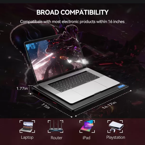 TECKNET Laptop Cooling Pad 12quot156quot Laptop Cooler Gaming Laptop Cooling Stand Wind Speed Adjustable 2 USB Powered Laptop Fan Cooling Pad for Laptop Within 16 Inch Red
