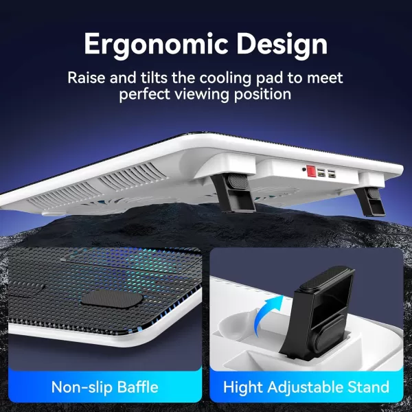 TECKNET Laptop Cooling Pad Portable Slim Quiet USB Powered Laptop Notebook Cooler Cooling Pad Stand Chill Mat with 3 Blue LED Fans Fits 1217 Inches BlackECP01008WA01