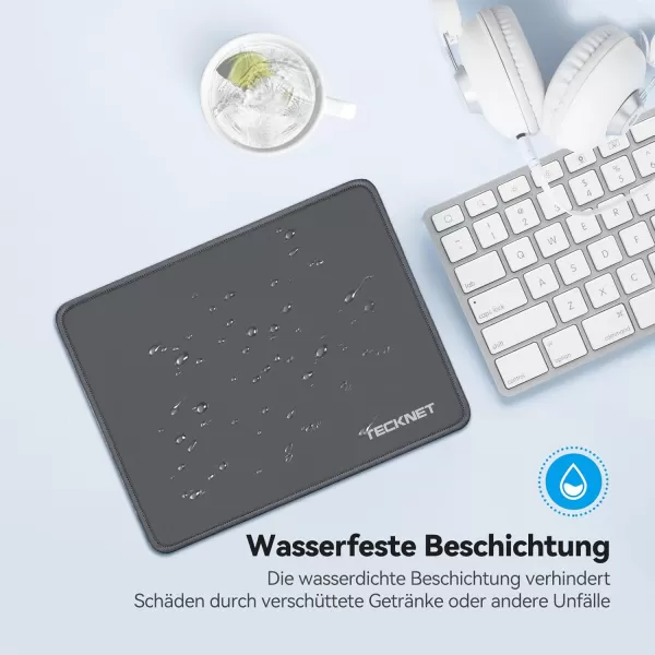 TECKNET Mouse Pad with Antifray Stitchin Waterproof Surface ampamp NonSlip Rubber Base with Stitched Edges Gaming Mouse Mat for LaptopCompatible with Laser and Optical Mice  Dark GrayDark Gray