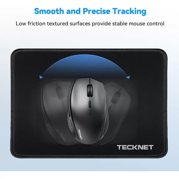 TECKNET Mouse Pad with Antifray Stitchin Waterproof Surface ampamp NonSlip Rubber Base with Stitched Edges Gaming Mouse Mat for LaptopCompatible with Laser and Optical Mice  Dark GrayAll Black
