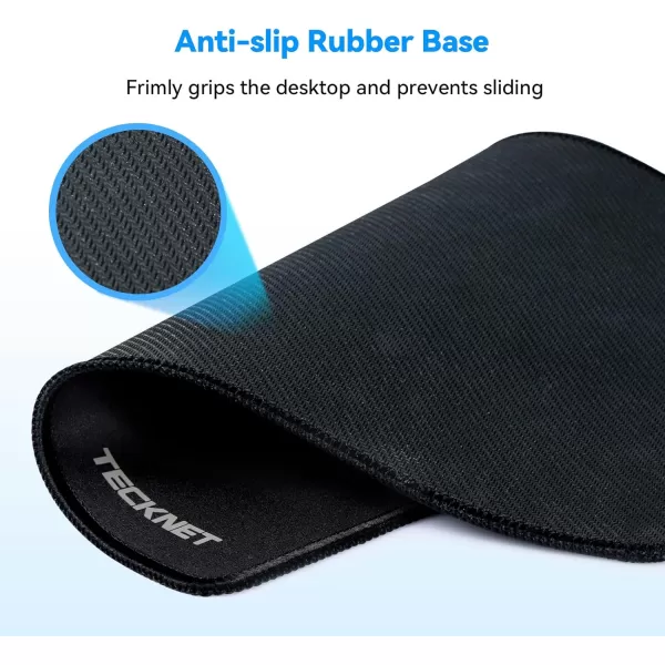TECKNET Mouse Pad with Antifray Stitchin Waterproof Surface ampamp NonSlip Rubber Base with Stitched Edges Gaming Mouse Mat for LaptopCompatible with Laser and Optical Mice  Dark GrayAll Black