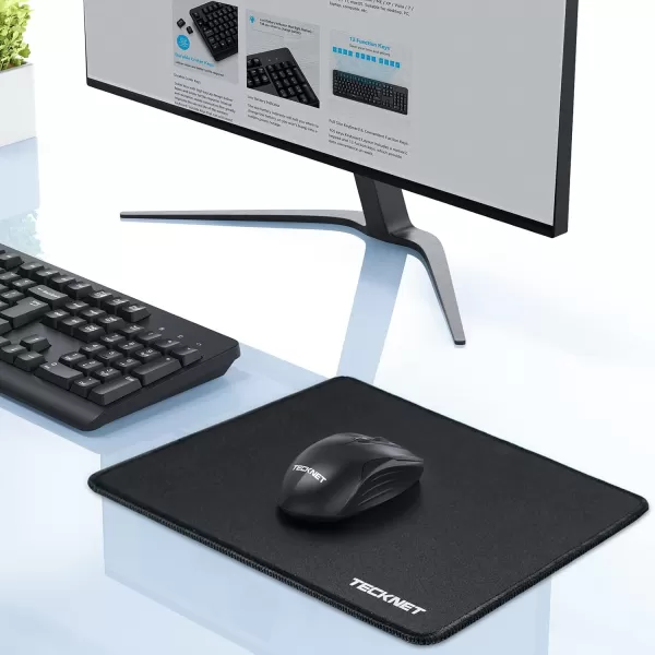 TECKNET Mouse Pad with Antifray Stitchin Waterproof Surface ampamp NonSlip Rubber Base with Stitched Edges Gaming Mouse Mat for LaptopCompatible with Laser and Optical Mice  Dark GrayAll Black