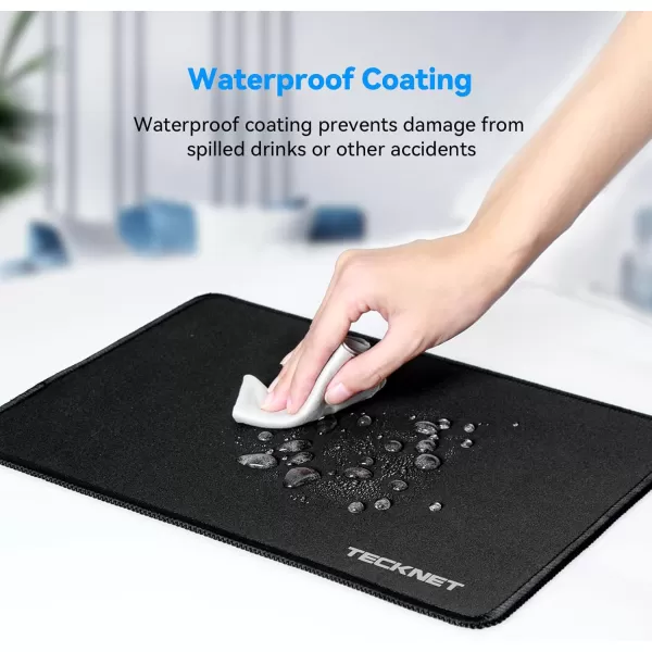 TECKNET Mouse Pad with Antifray Stitchin Waterproof Surface ampamp NonSlip Rubber Base with Stitched Edges Gaming Mouse Mat for LaptopCompatible with Laser and Optical Mice  Dark GrayAll Black