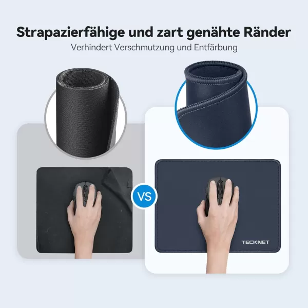 TECKNET Mouse Pad with Antifray Stitchin Waterproof Surface ampamp NonSlip Rubber Base with Stitched Edges Gaming Mouse Mat for LaptopCompatible with Laser and Optical Mice  Dark GrayNavy
