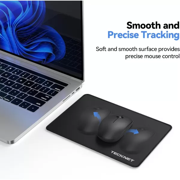 TECKNET Mouse Pad with Antifray Stitchin Waterproof Surface ampamp NonSlip Rubber Base with Stitched Edges Gaming Mouse Mat for LaptopCompatible with Laser and Optical Mice  Dark GrayFerrous