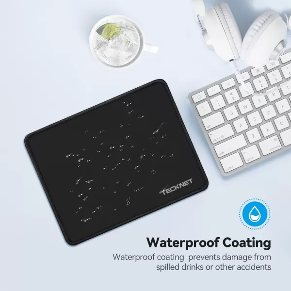 TECKNET Mouse Pad with Antifray Stitchin Waterproof Surface ampamp NonSlip Rubber Base with Stitched Edges Gaming Mouse Mat for LaptopCompatible with Laser and Optical Mice  Dark GrayBlack