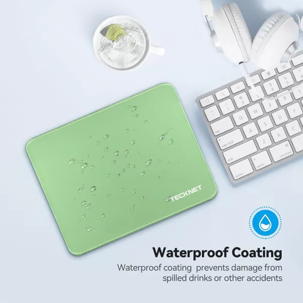 TECKNET Mouse Pad with Antifray Stitchin Waterproof Surface ampamp NonSlip Rubber Base with Stitched Edges Gaming Mouse Mat for LaptopCompatible with Laser and Optical Mice  Dark GrayLTGreen