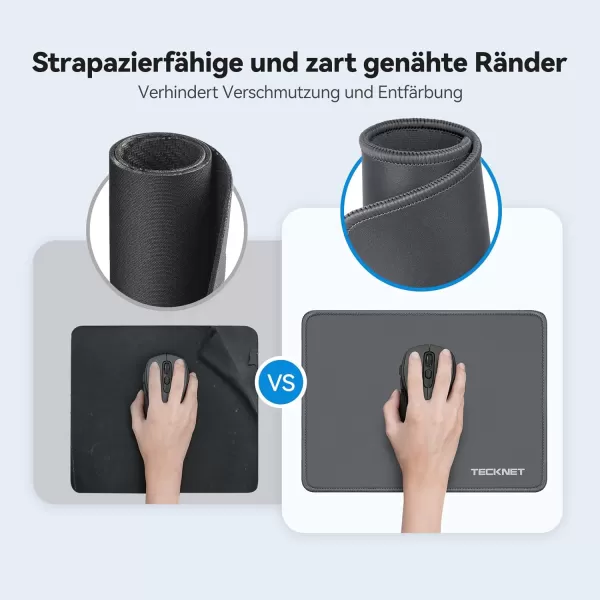 TECKNET Mouse Pad with Antifray Stitchin Waterproof Surface ampamp NonSlip Rubber Base with Stitched Edges Gaming Mouse Mat for LaptopCompatible with Laser and Optical Mice  Dark GrayDark Gray